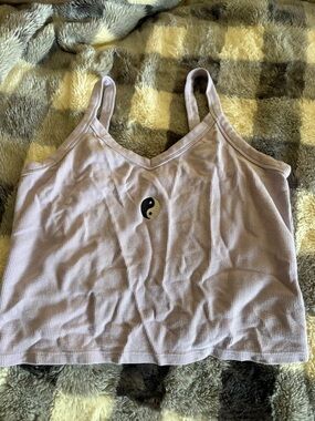 Lilac Yin Yang Ribbed Cropped Tank Top - Women